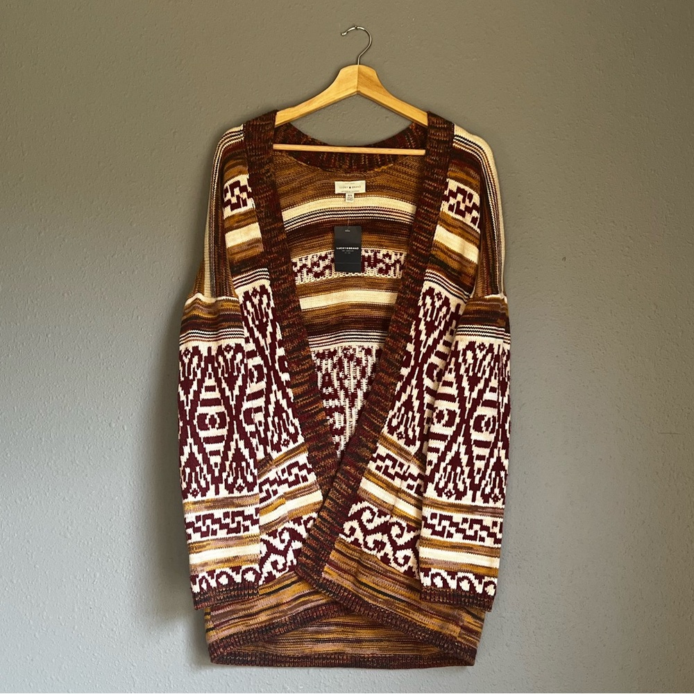 Lucky Brand, Cardigan with Southwestern Design, Pockets